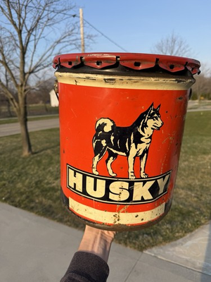#ad RARE Vintage Husky Oil Company 5 Gallon Metal Motor Oil Can 35 Pound Lubricant $399.99