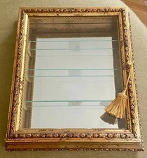 HORCHOW Creazioni Artistiche Gold 17" Wall Curio Mirrored Display Cabinet Italy