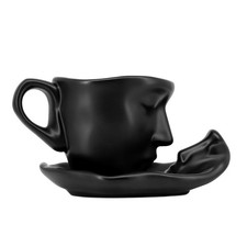 Teetasse und Untertasse Set Gesicht Kaffeetasse Keramik Küssendes Paar Kaffee...