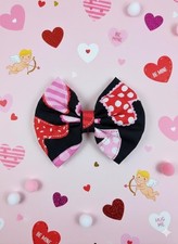 Handmade Valentine  s Day Fabric Hair Bows