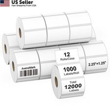 12 Rolls 12000 Labels 2.25" x x 1.25" 12Rolls-12000Labels , White