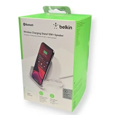 New (EU Plug) Belkin 10W Qi Wireless Fast Charging Stand w/ Bluetooth Speaker