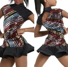 Weissman Dance costume dress black colorful sequin Paparazzi 11615 Child LC