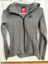 Nike Womens Slim-fitting Zip Up Hooded Jacket Heather Grey with Thumb Holes XS