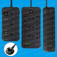 Surge Protected Extension Lead With USB USB C 3/6 Gang Way Power Cable UK Plug