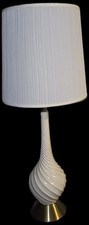 Vintage Mid-century Genie Lamp Ceramic Swirl Light Lamp Gold Tone Base
