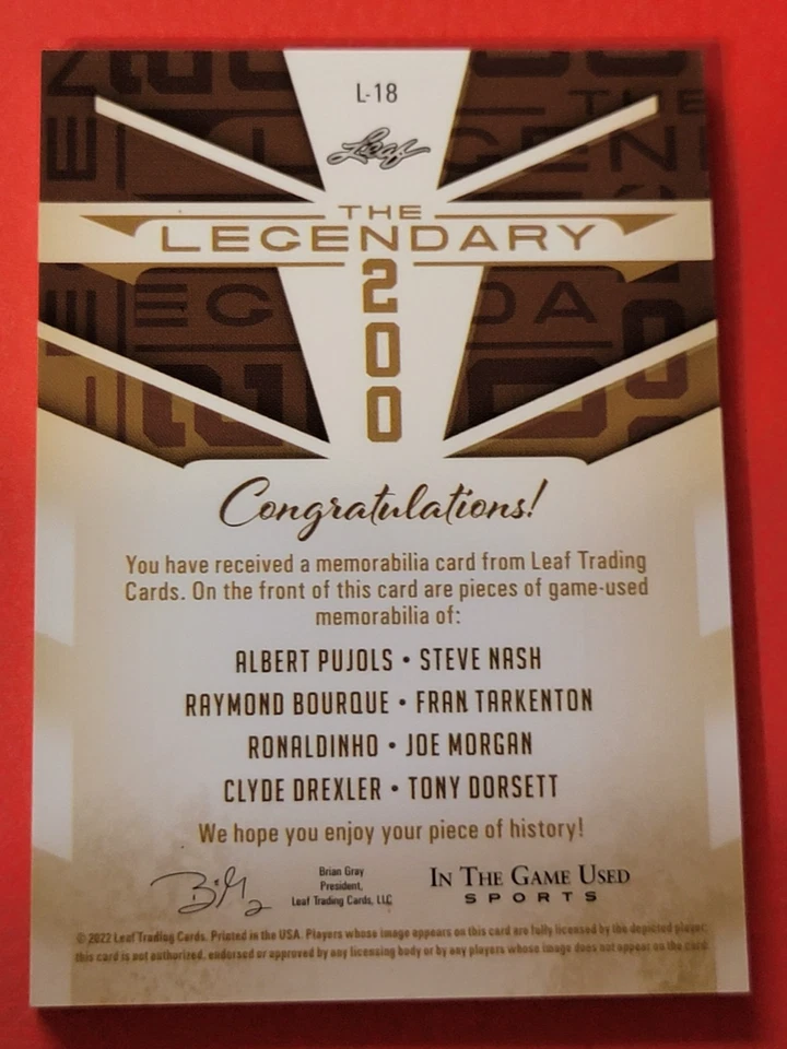 Albert Pujols Jersey card #33/45 STEVE NASH Drexler RONALDINHO Dorsett TARKENTON - Image 3 of 4