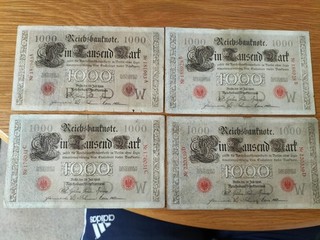 4 x 1000 Mark 1906 Ro.26 U Dr. W / A B C D komplett