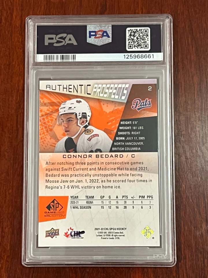 Connor Bedard Orange Foilboard/499 PSA 9 2021 SP Game Used CHL Edition - Image 2 of 2