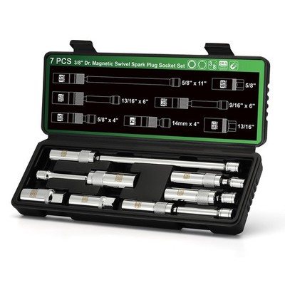 TecoTek 7 Piece 3/8-Inch Drive Magnetic Swivel Spark Plug Socket Set, Include...