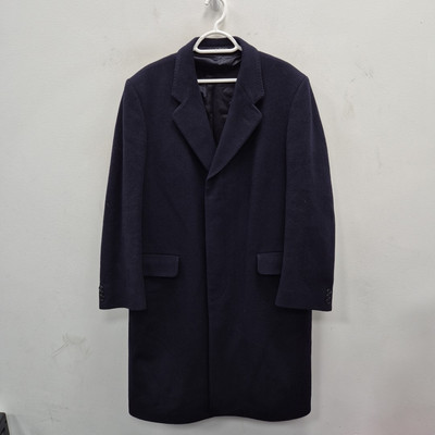Crombie For House Of Fraser Vintage Navy Wool Overcoat Long Coat