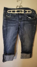 Maurices Cute Denim Junior's Jeans Capris sz 5/6 (31x19) Accent Stitching