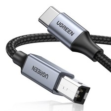 16FT Nylon Braided USB-B to USB-C Cable for Printer, MIDI, Fast Data Transfer