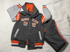 American Hawk 3pc Set. Jacket, Shirt,  Pants. Size 5/6. Orange  Grey.