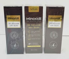 3 Pk 5 Minoxidil Unisex Biotin Hair Growth Regrowth Serum Treatment 2.1oz 02/28