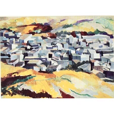 RENATO GUTTUSO Bookplate Print ABSTRACT Modern Art 1962 LANDSCAPE HOUSES