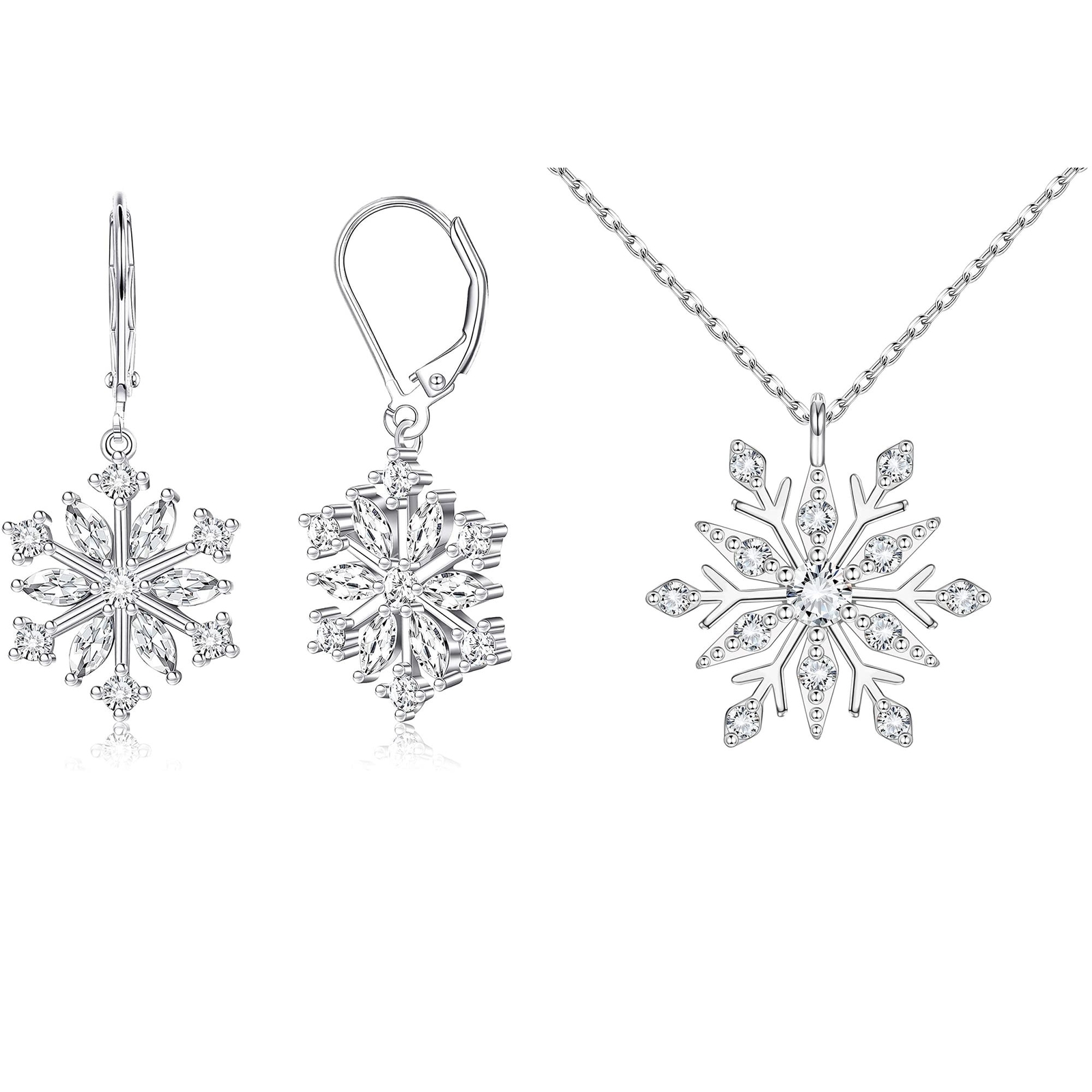 Milacolato 925 Sterling Silver Snowflake Jewelry Sets for Women 18K White Gol...