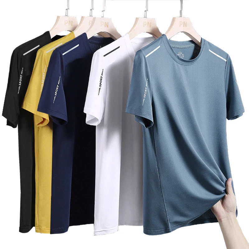 Summer men's quick-drying ice silk solid color sports short-sleeved T-shirt