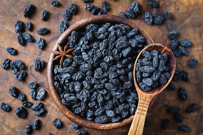 100%PURE BLACK RAISIN KISMIS I KISHMISH KALI DRAKSHA KALA DRY ANGOOR WHOLE DRIED