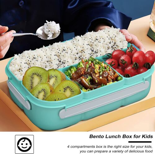 Bento Box, 1000 Ml Lunch Box Containers Leak-Proof 4 Interval Food Storage Box - Picture 6 of 12