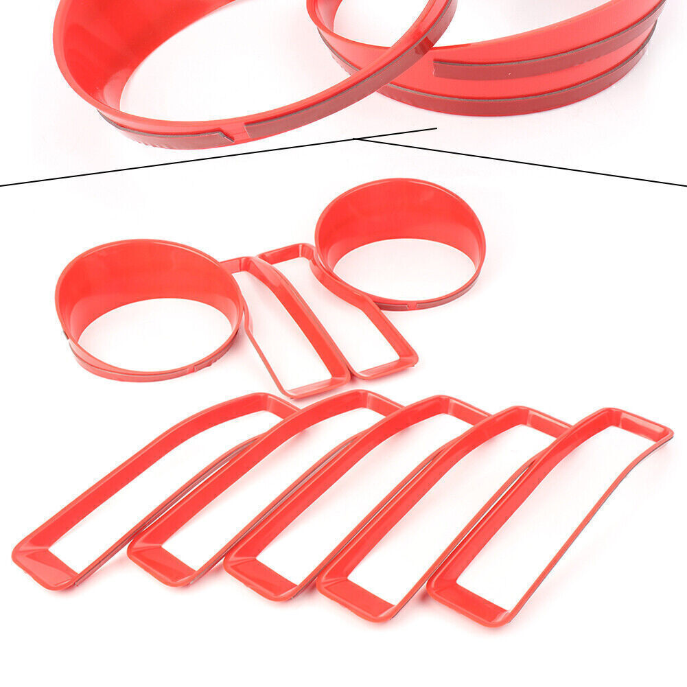 Front Grill Insert Headlight Trim Covers Red Fit Jeep Wrangler JL 2018 9pcs/set