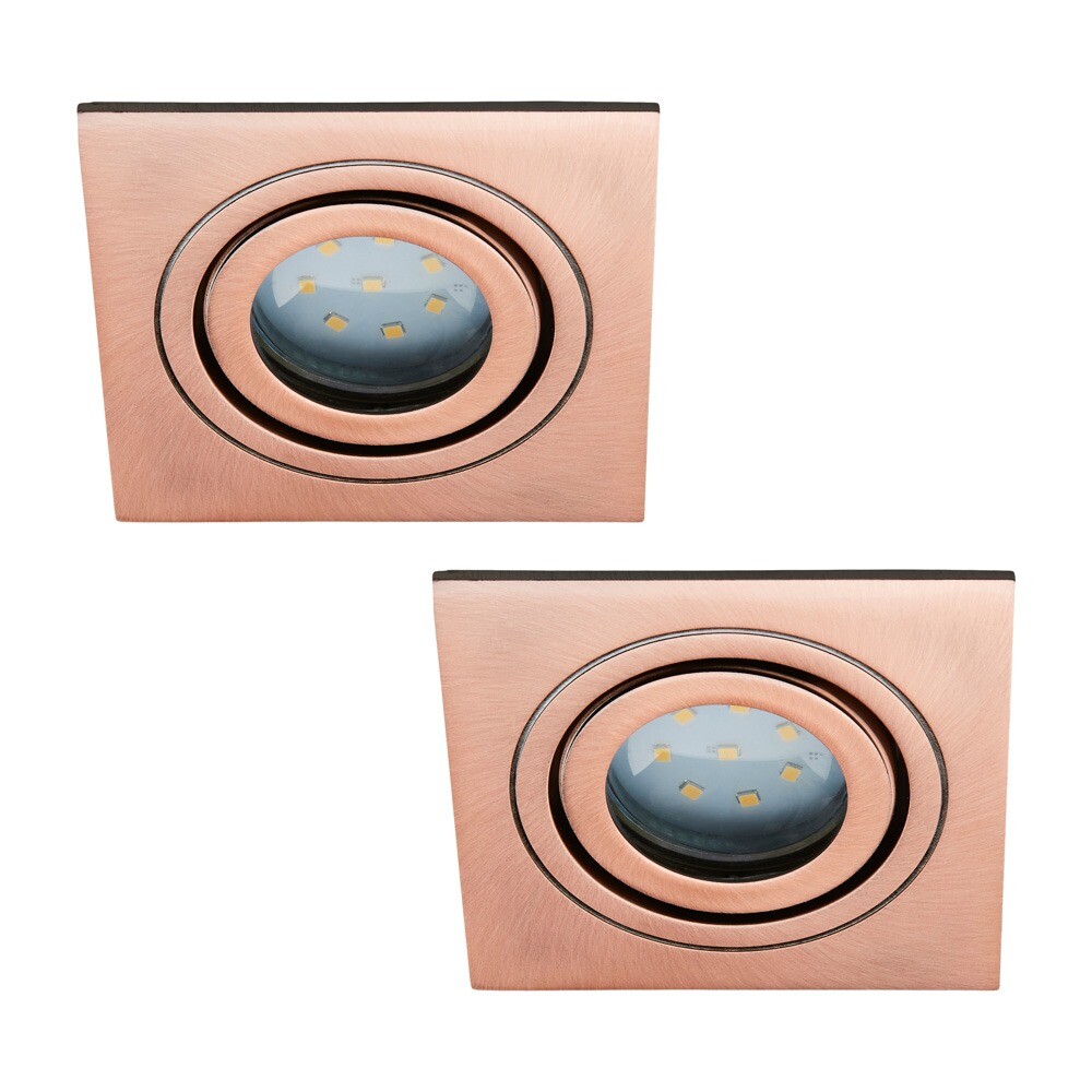 Litecraft Recessed Downlights Tiltable Square IP65 Spotlights in Copper - 2 Pack