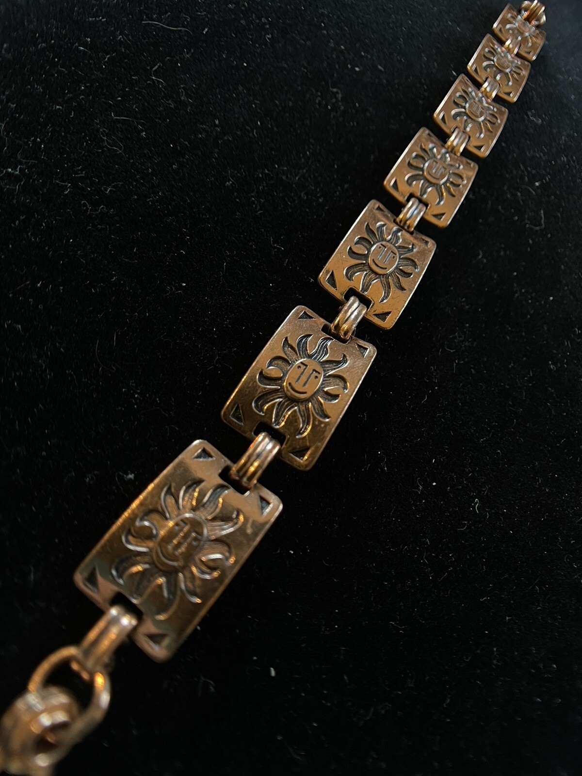 vintage Copper Rectangular Link Panel Bracelet Wi… - image 2