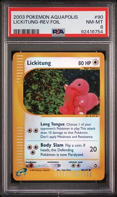 Pokemon WotC Aquapolis Reverse Holo Card #90 Lickitung PSA 8 | eBay