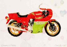 A4 Photo Ducati 900MHR 1980 Watercolour Print Ltd Edition