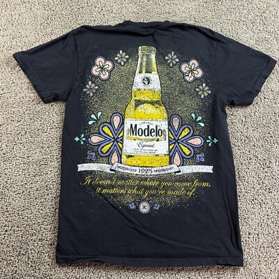 Modelo Beer Shirt Mens S Black Yellow Cerveza Short Sleeve Ripple Junction
