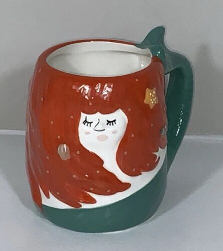 Meerjungfrau Becher 3D rote Haare & grüne Flossen Griff Kaffee Becher Teetasse 16 Unzen Neuheit - Bild 1 von 8