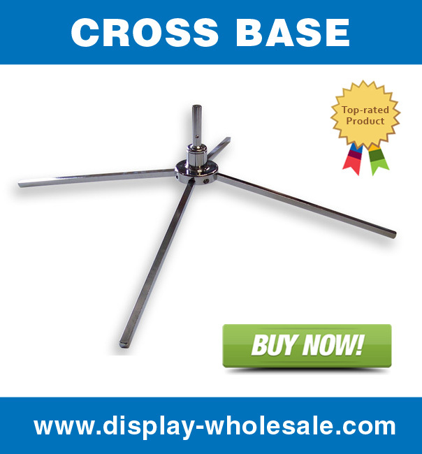 Cross Base for Feather Teardrop Blade Shark Fin Flag Pole Free Spin X Mount