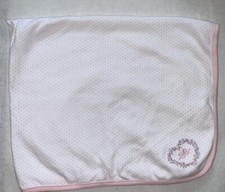 Little Me Polka Dot Flower Heart Baby Blanket Pink White 35 x26