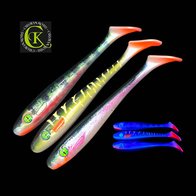 3x 16cm UV Balzer Pike Collector Shad Matze Chef BigBait Rubber Fish Soft Bait