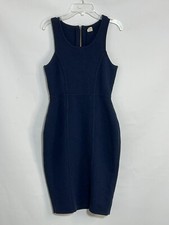 J Crew Blue Wool Blend Sleeveless Knee Length Sheath Dress Size 4 Back Zip