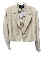 Nina Parker Nwt Cropped Blazer Sz 2x Oat Latte Color Fully Lined