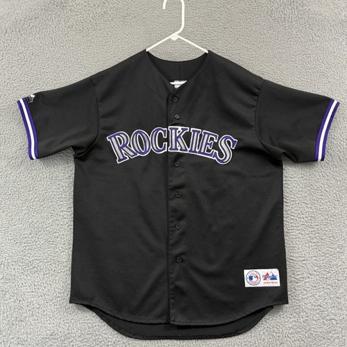 Vintage Colorado Rockies Jersey Mens XL Black Larry Walker 90s MLB Majestic USA