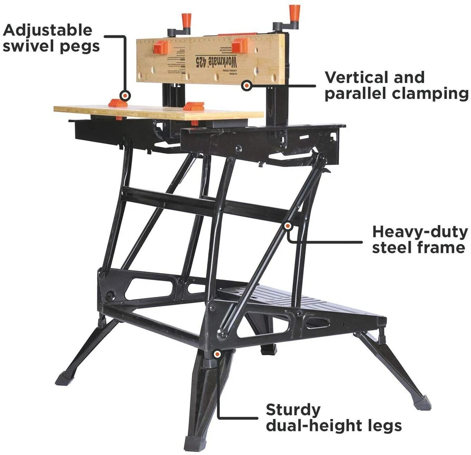 Portable Workbench Project Center and Vise Folding Decker 550-Pound Capacity New - Image 2 of 4