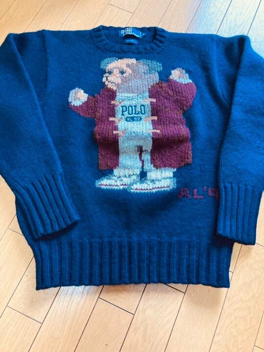 Polo Ralph Lauren Wool Knit Sweater RL-92 Grandpa Polo Bear Size M 