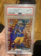 2020 Panini Mosaic Reactive Gold Prizm #204 Justin Herbert True Rookie PSA 8 Ssp