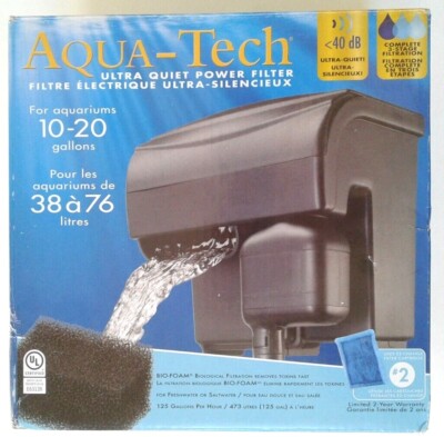 AQUA-Tech 10-20 gal Ultra Quiet Aquarium Power Filter Unit