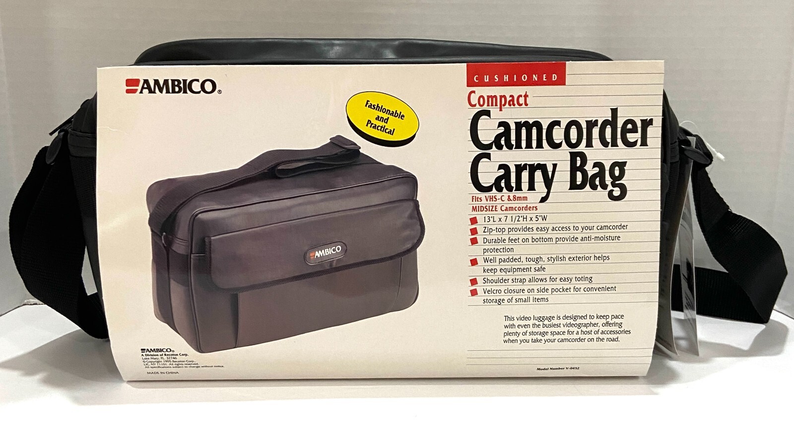 Ambico Camcorder Carry Bag Case V-0452 Black w/Shoulder Strap Cushioned Compact-image