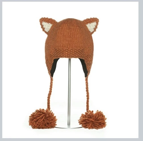 sly red FOX HAT knit ADULT SIZE flc LINED womens mens toque ski cap animal delux