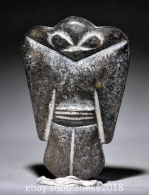 Ancien pendentif amulette statue oiseau sculpture main jade 2024 culture chinoise Hongshan 2,8"