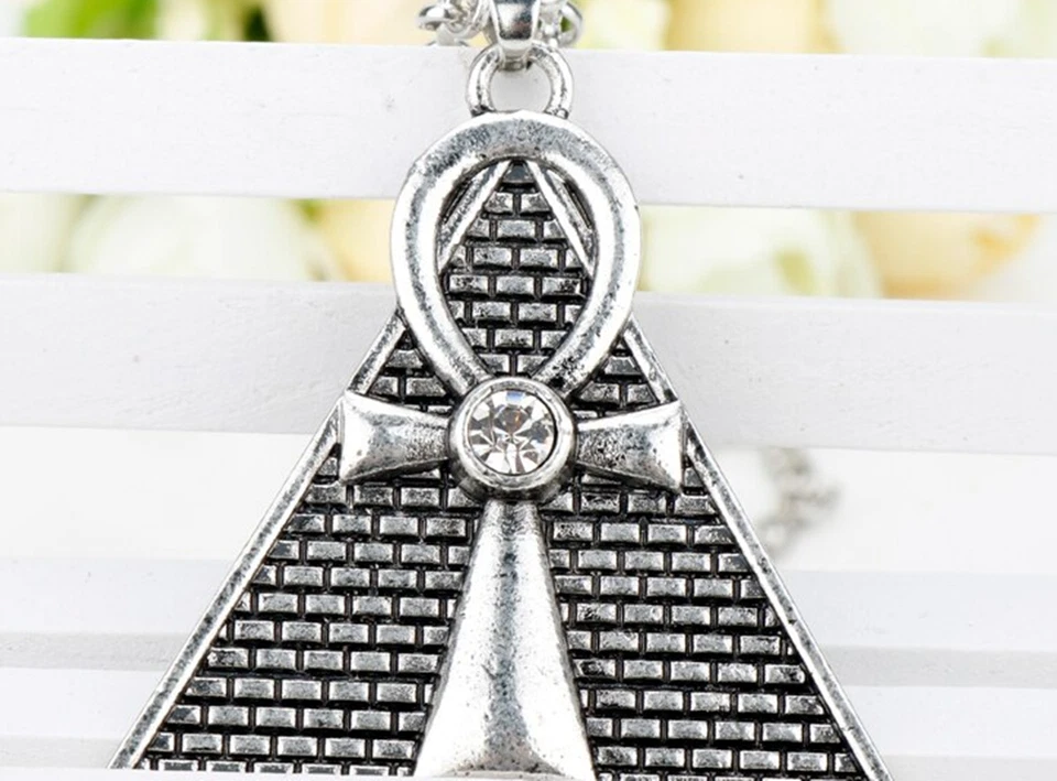 Collar con colgante " Cruz ansada egipcia en tono plateado" ✔️ - Imagen 2 de 3