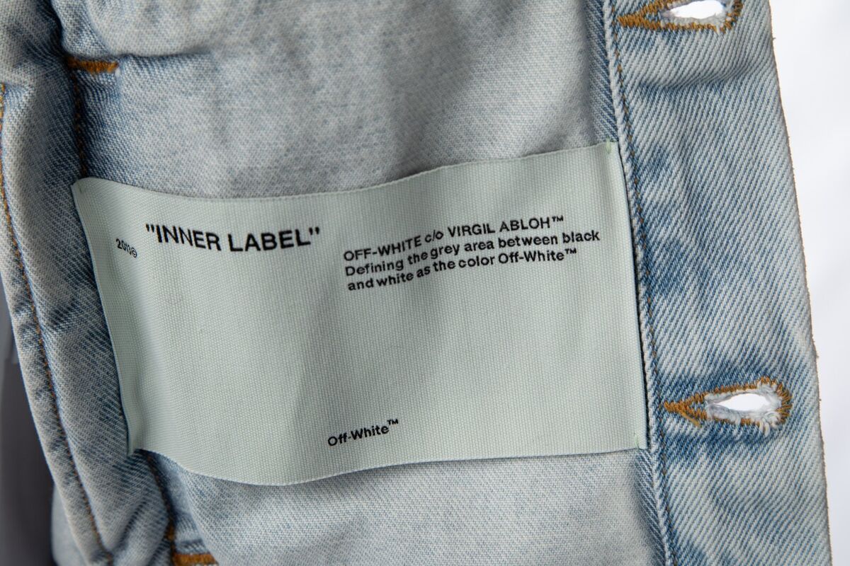NWT OFF-WHITE C/O VIRGIL ABLOH Main Label Fringe Denim NWT OFF-WHITE C/O VIRGIL ABLOH Main Label Fringe Denim