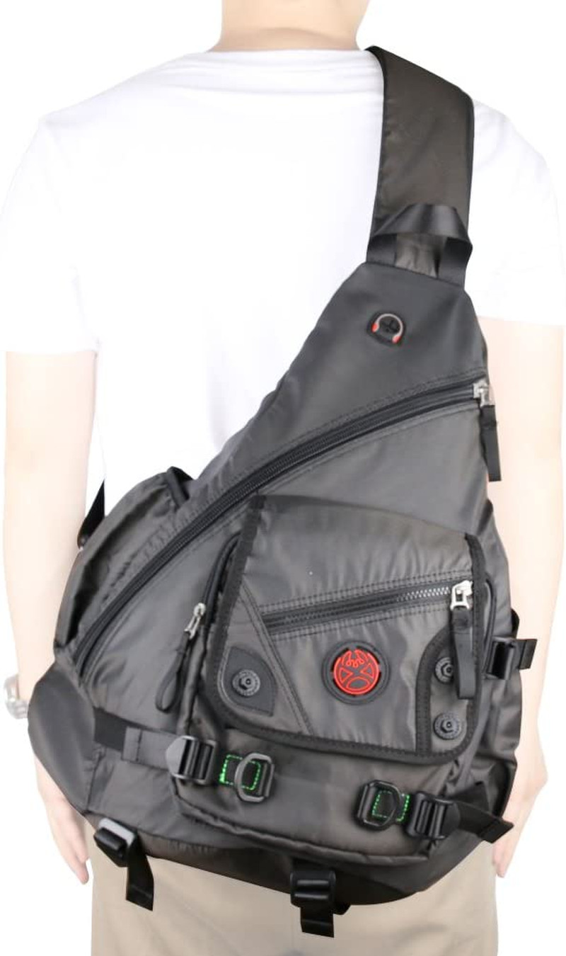 Large Sling Bag Laptop Backpack Cross Body Messenger Bag Shoulder A-Black
