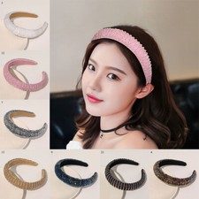 Thick Sponge Head Hoop Rhinestone Beaded Full Crystal Handmade Headband Colorful