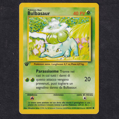 Pokemon BULBASAUR 44/102 1st Edition Base Set Italian Vintage