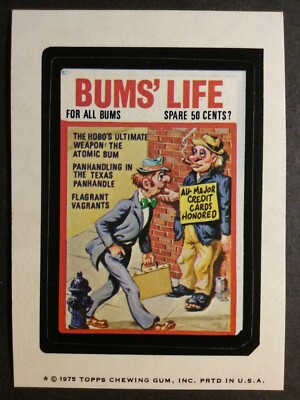 1975 TOPPS WACKY PACKAGES 13th SERIES BUMS' LIFE EX-MT
